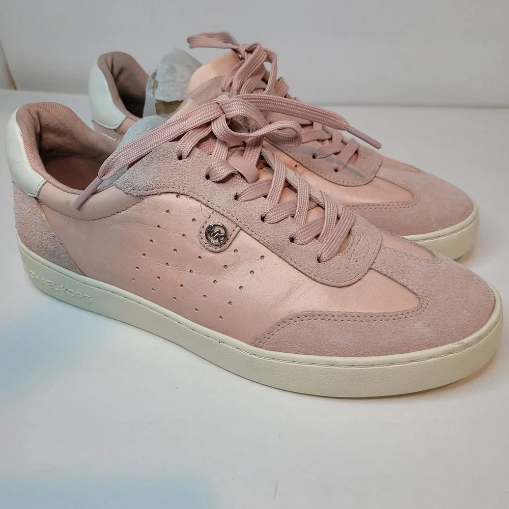 Michael Kors Scotty Leather Pink Sneaker Lace Up‎ Casual Shoes Women's Size 8
